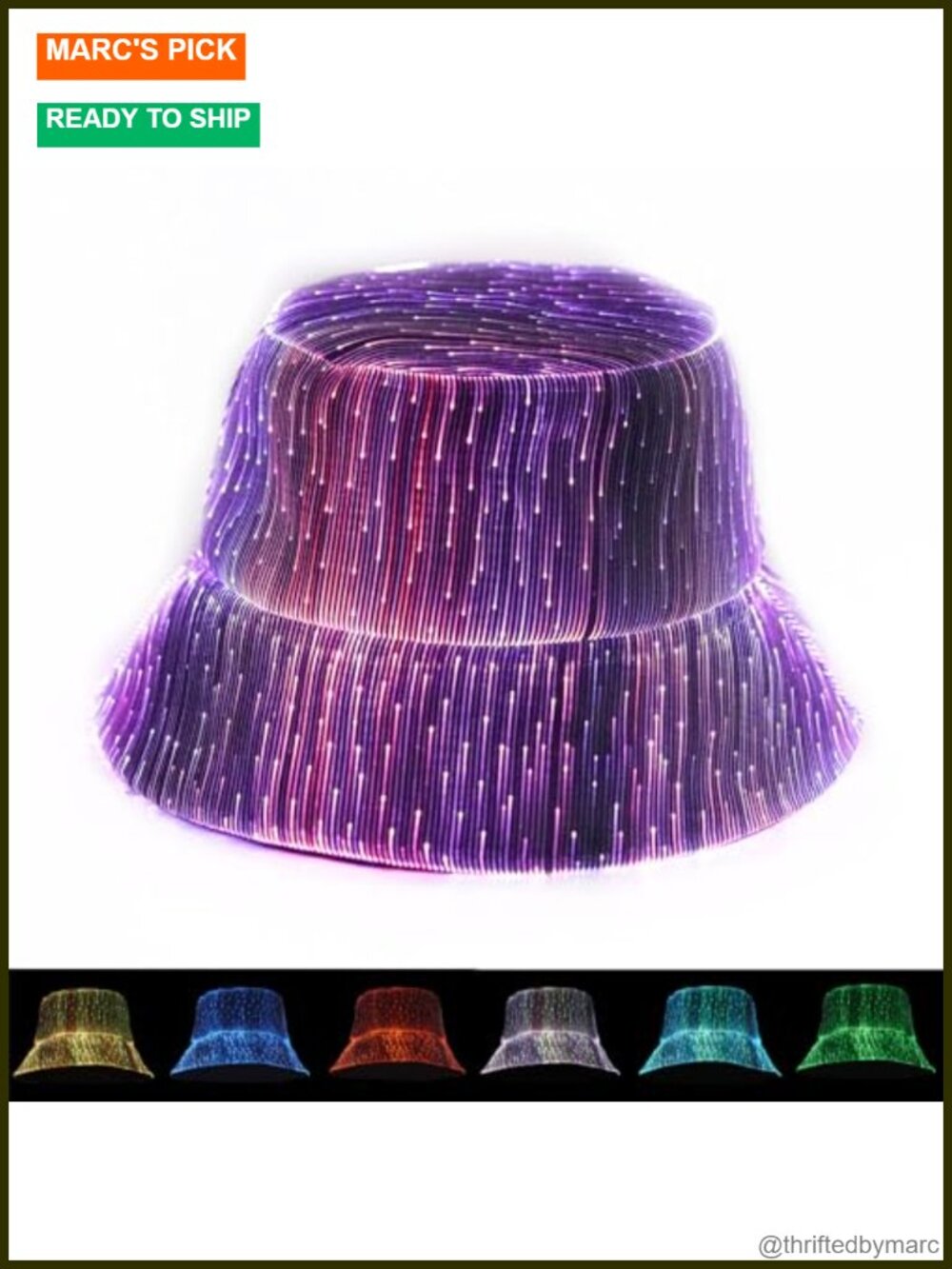 LED Rave Bucket Hat Fiber Optic Light Up Fisherman Cap Festival Party